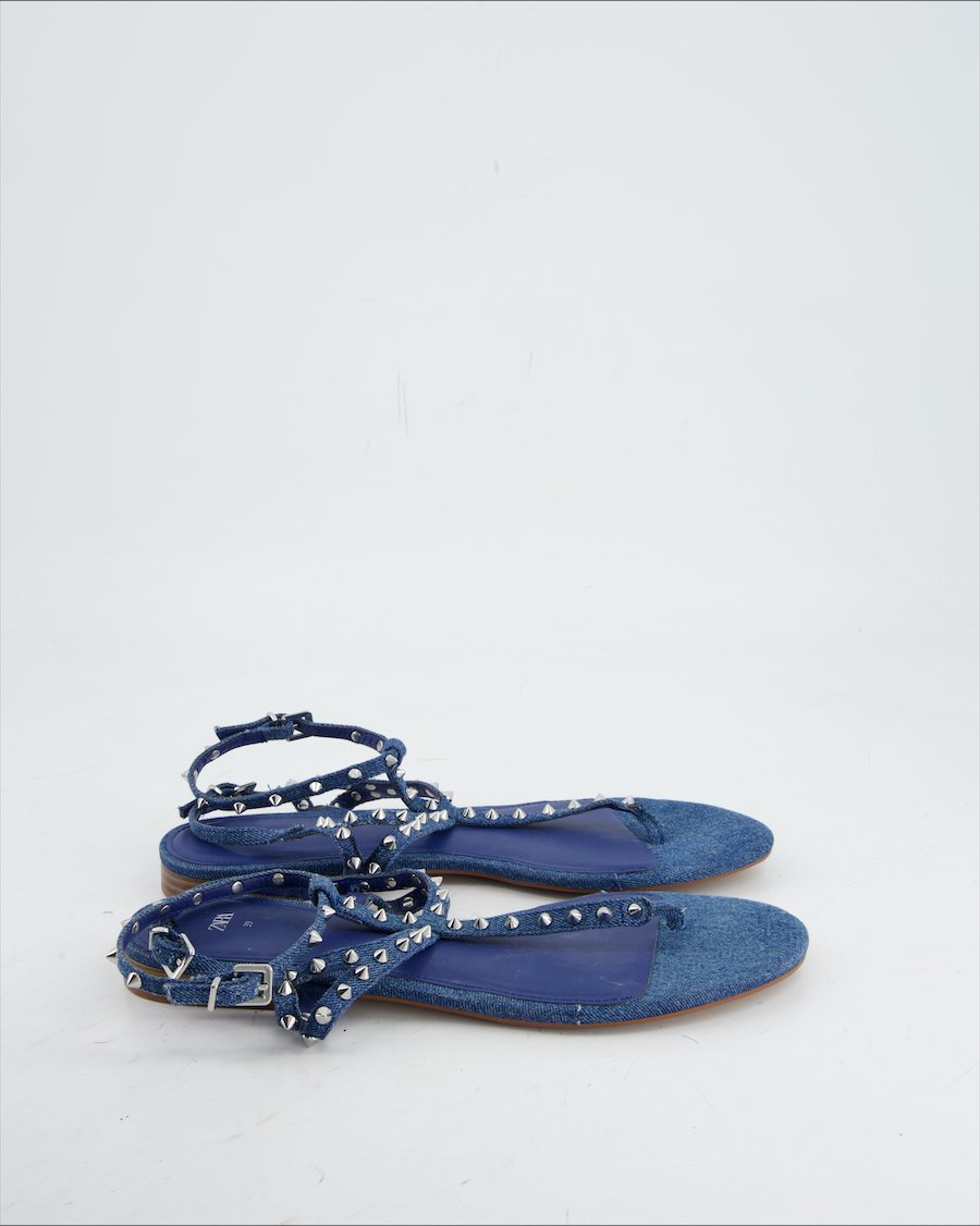 Zara Sandals Denim Blue Eu 39