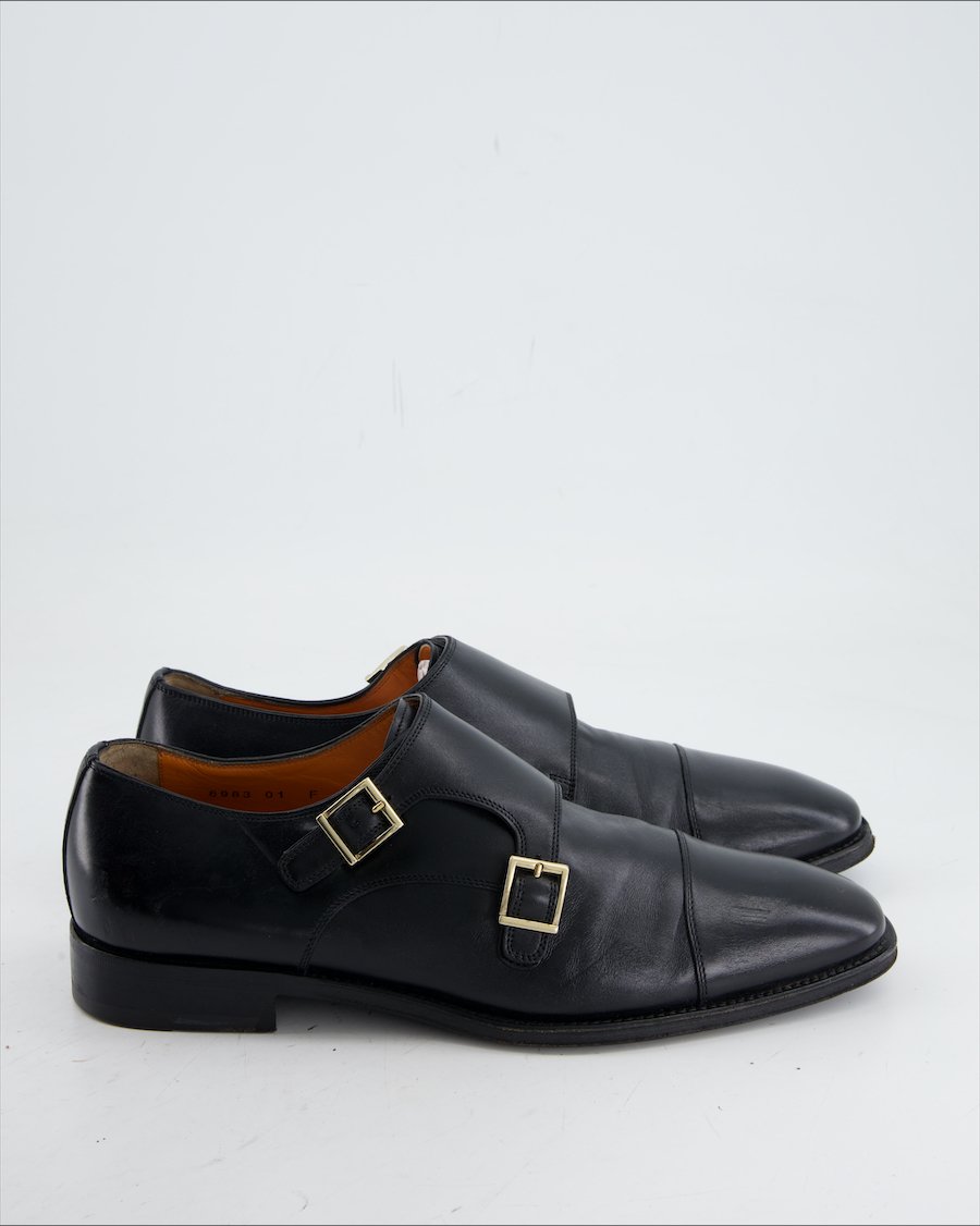 Santoni Flats Leather Black Eu 41.5