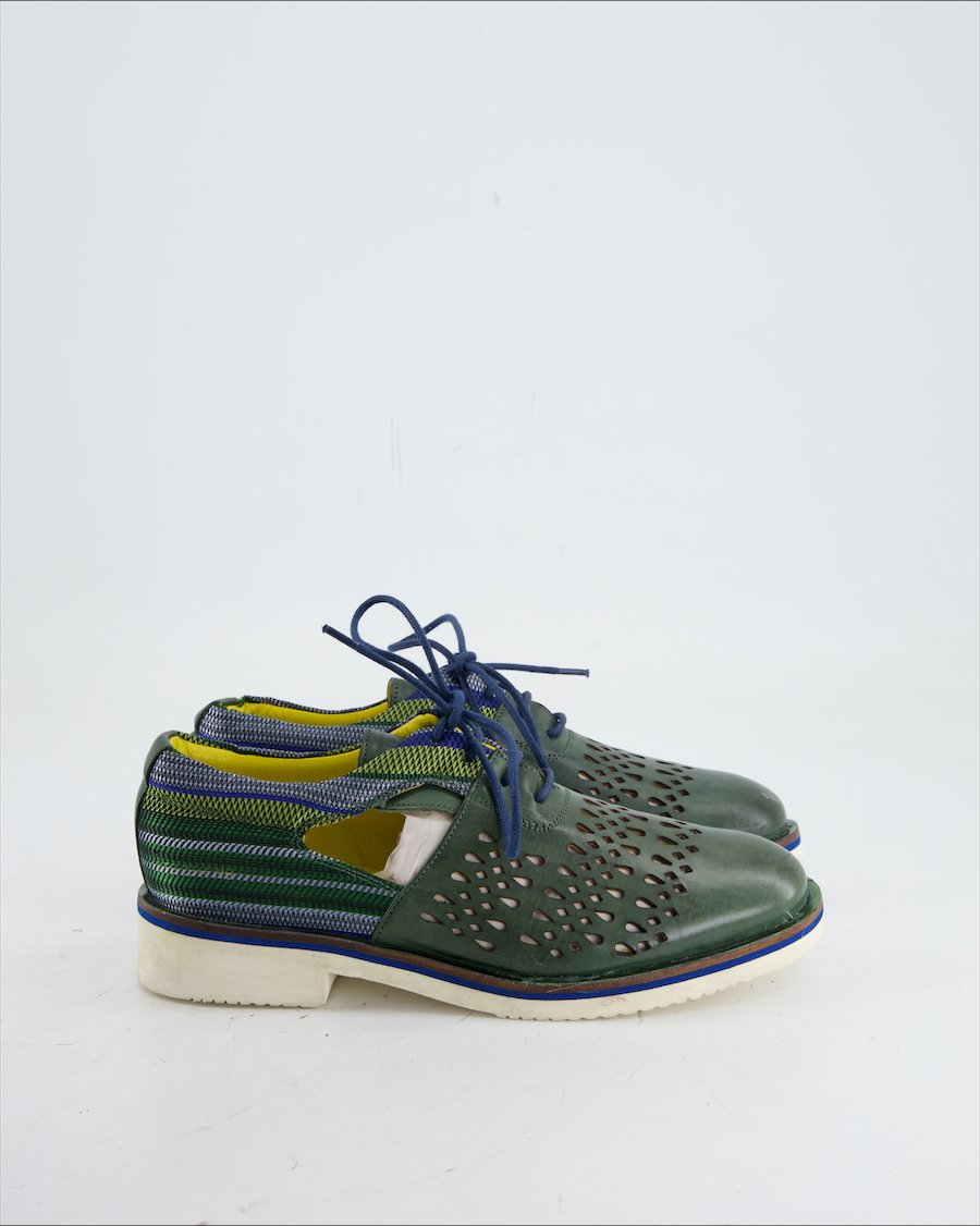 Navyboot Flats Leather Green Eu 35