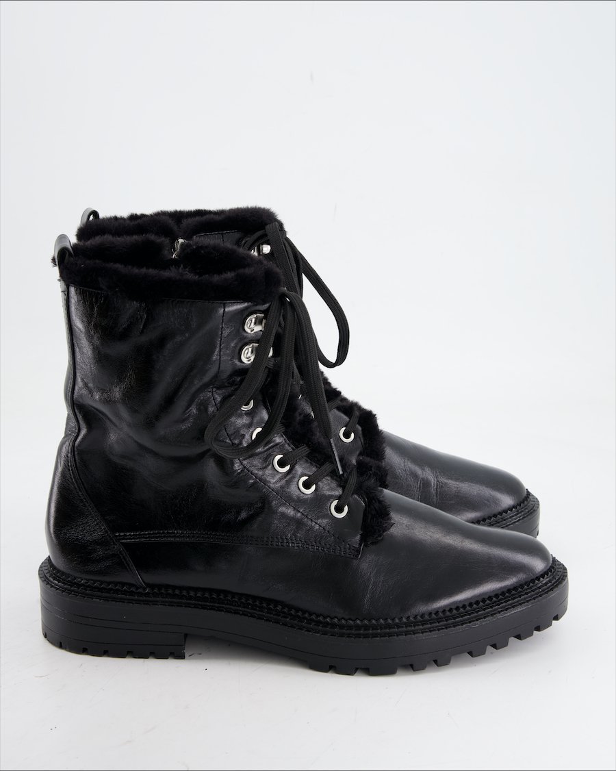 Zara Ankle Boots Leather Black Eu 41