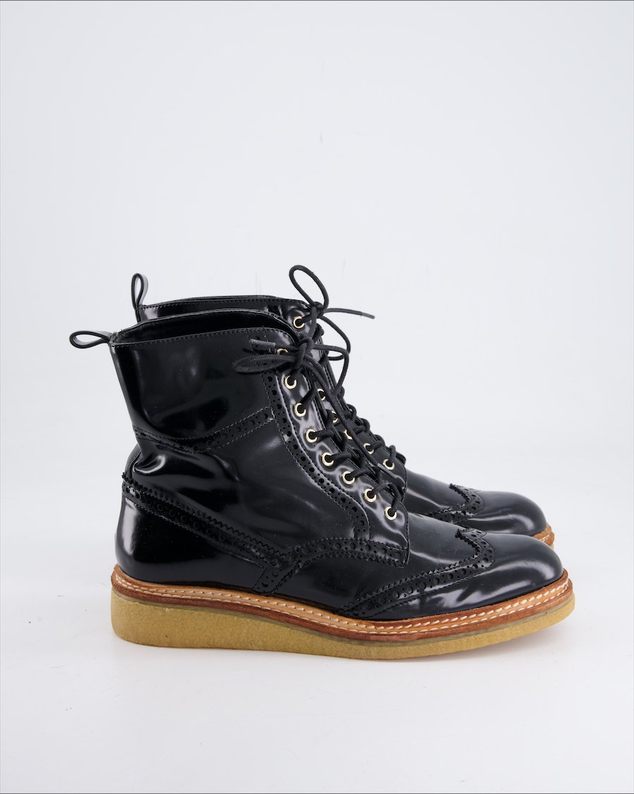 Zara Ankle Boots Leather Black Eu 38