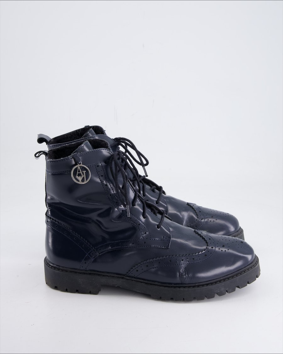 Armani Jeans Ankle Boots Leather Blue Eu 41