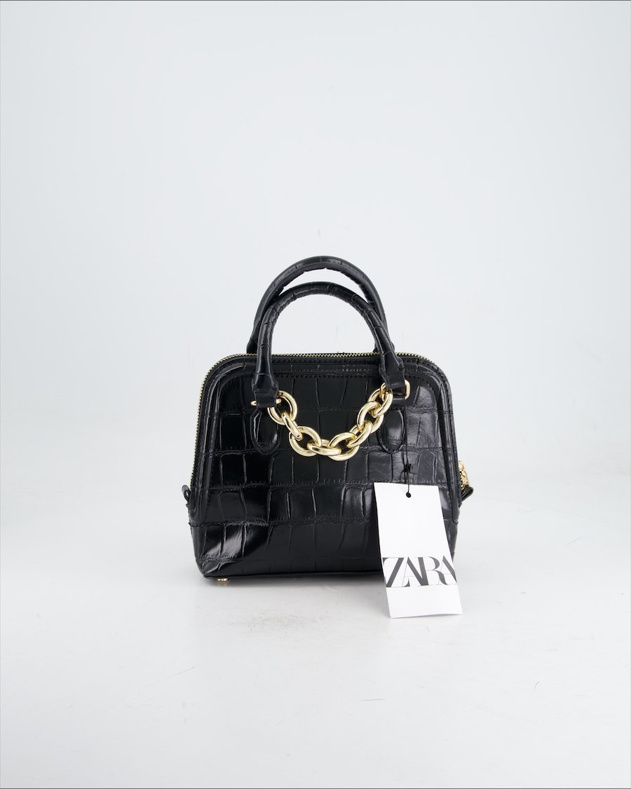 Zara Handbag Polyurethane Black