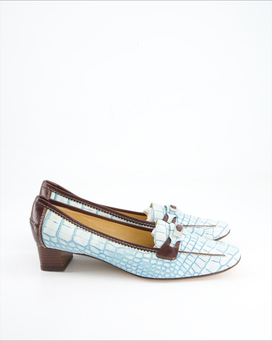 Parlanti Heel Leather Turquoise Eu 40.5