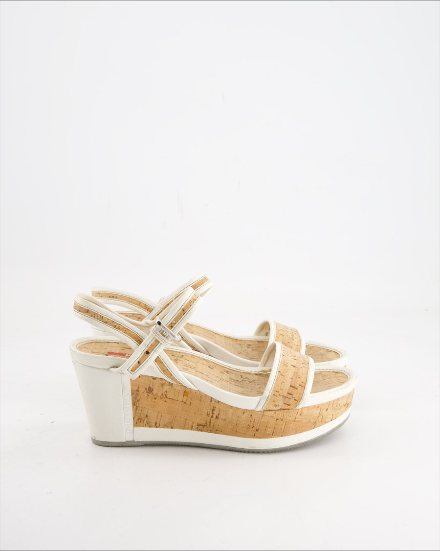 Prada Sandals Leather White Eu 36.5