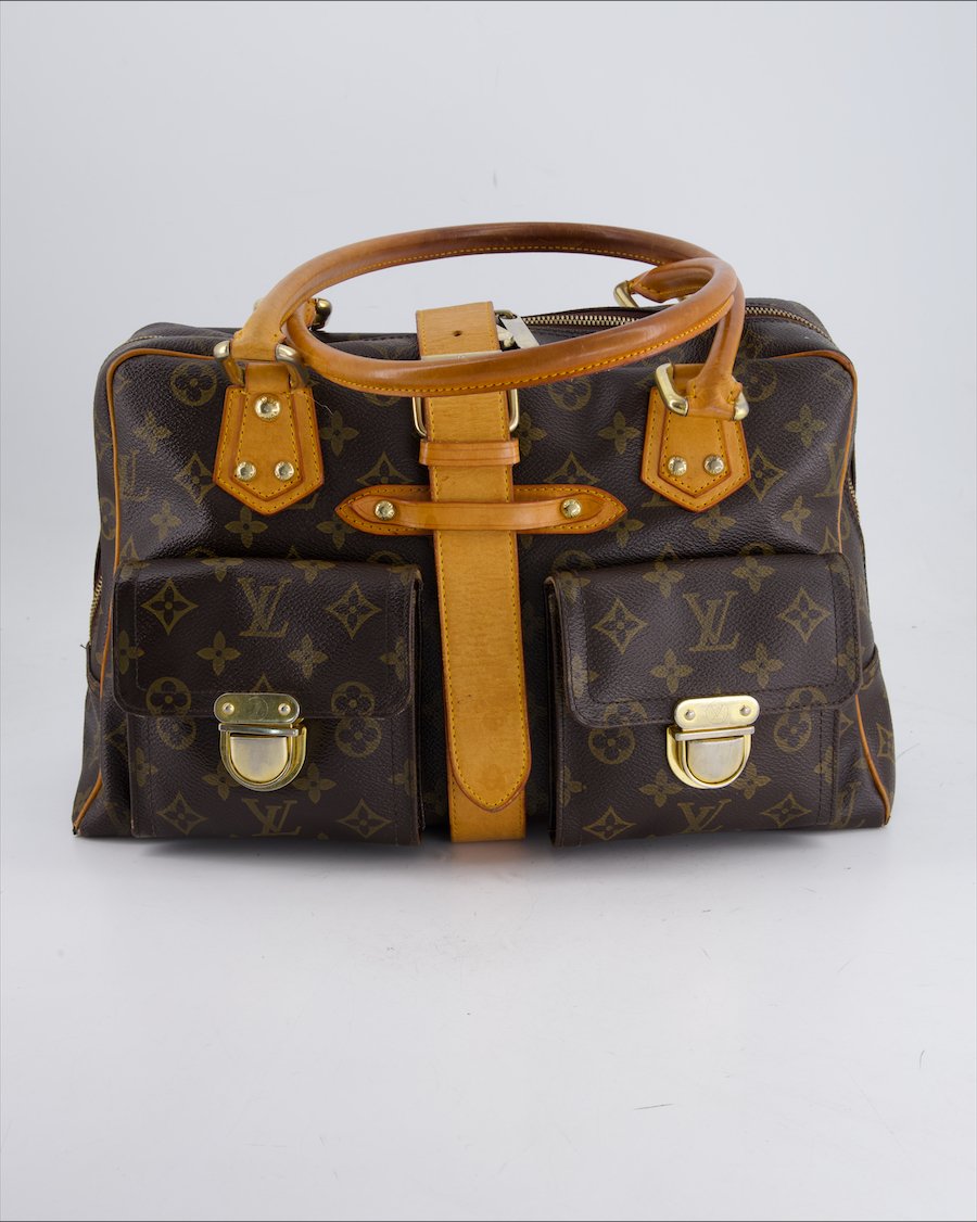 Louis Vuitton Manhattan Shoulder Bag Leather Brown