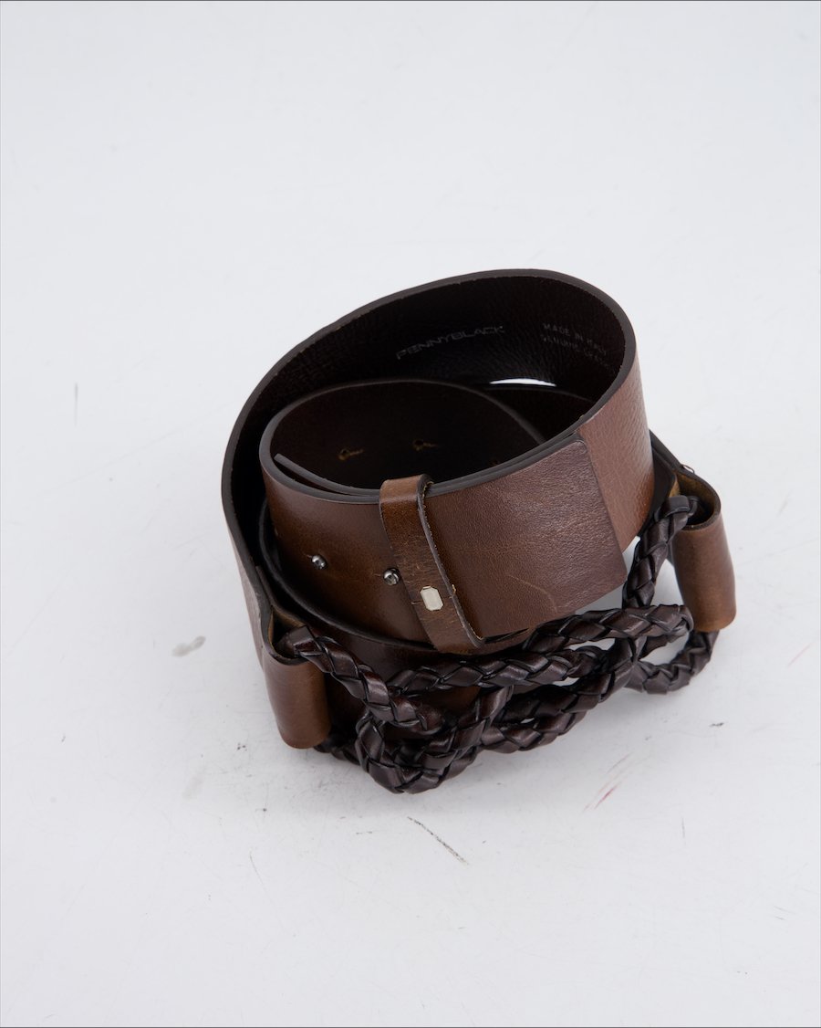 Penny Black Belt Leather Brown