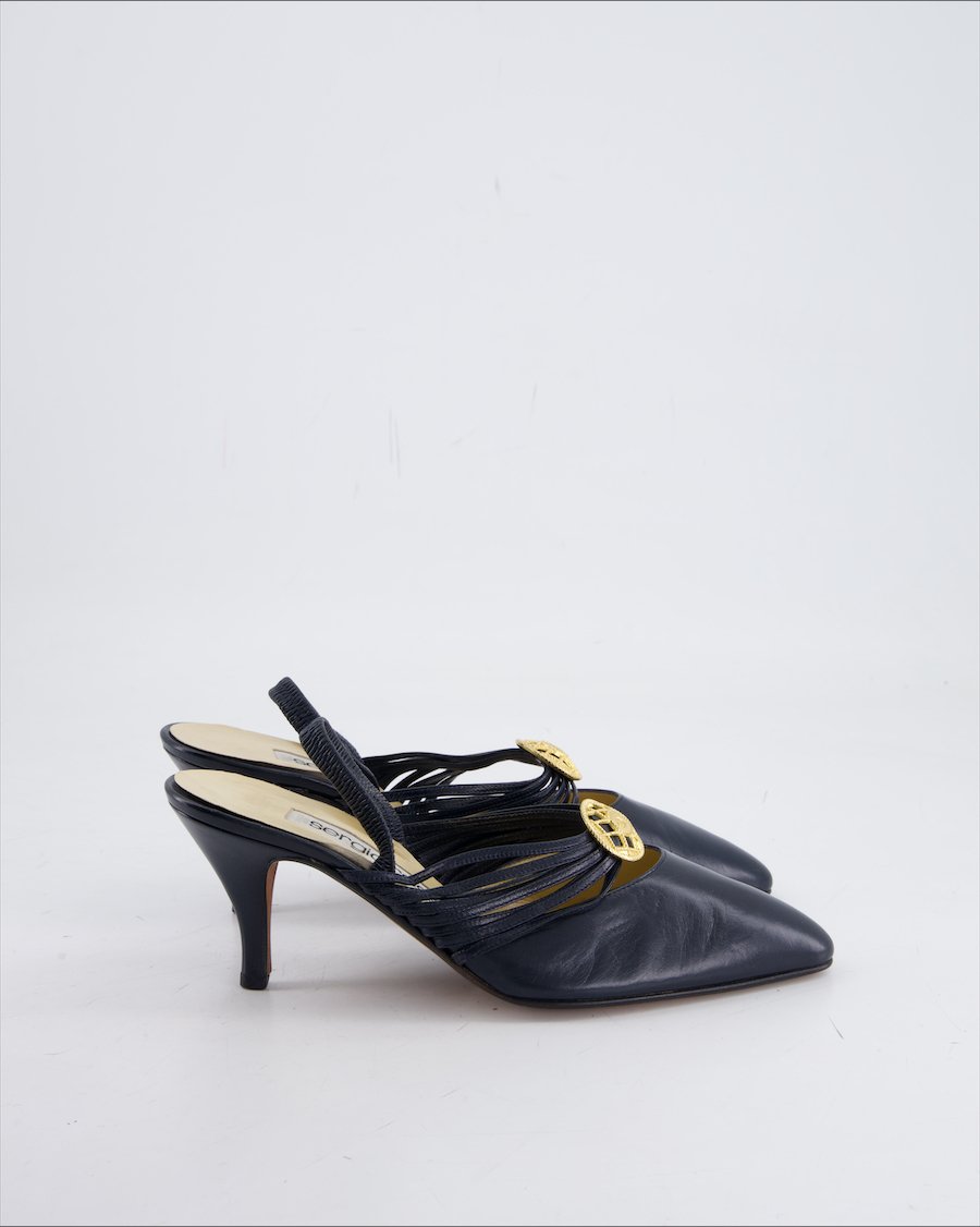 Sergio Rossi Heels Leather Navy Eu 37