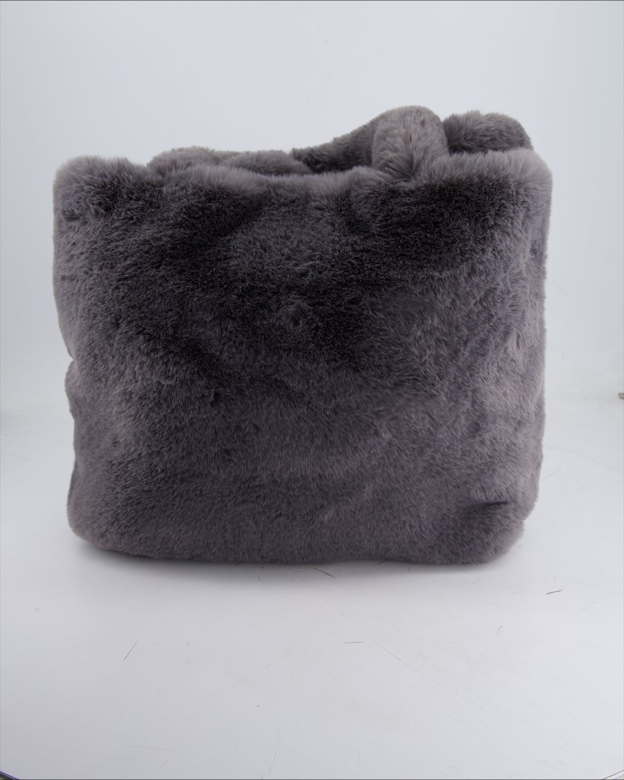 H&M Shoulder Bag Faux Fur Grey