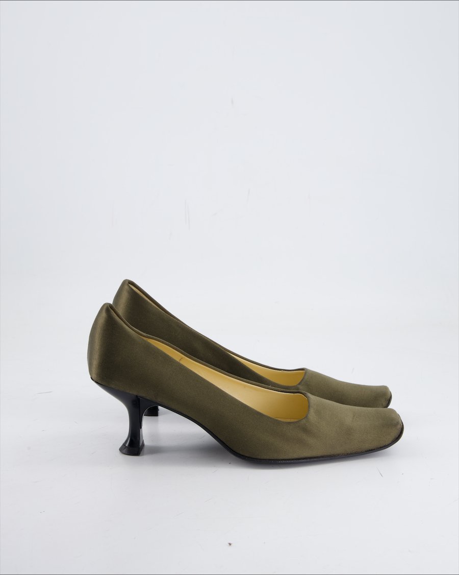 Prada Heels Cloth Khaki Eu 36.5
