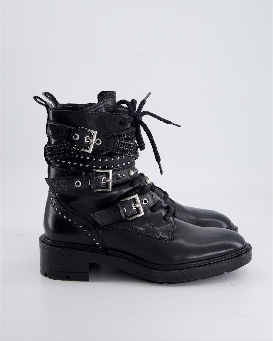 Zara Ankle Boots Leather Black Eu 38