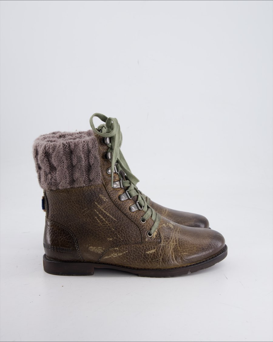 Hilfiger Denim Ankle Boots Leather Khaki