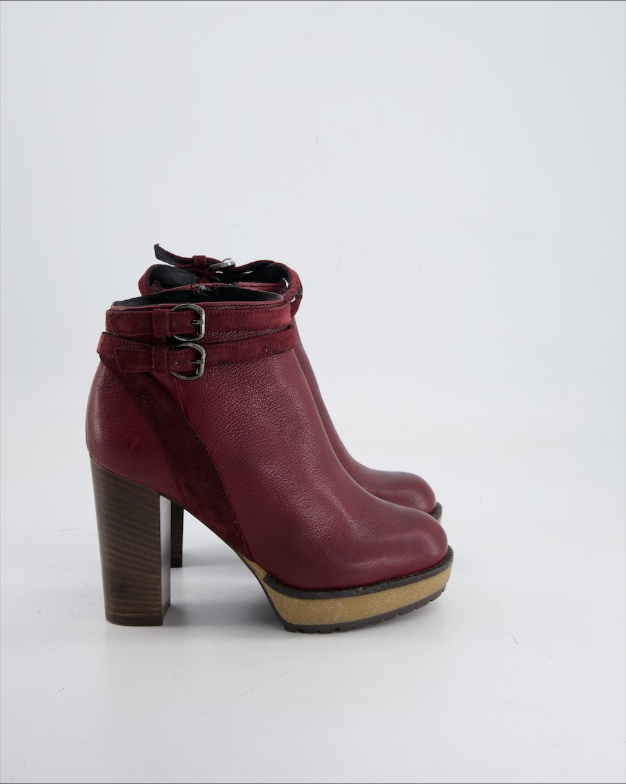 Manas Ankle Boots Leather Burgundy Eu 37