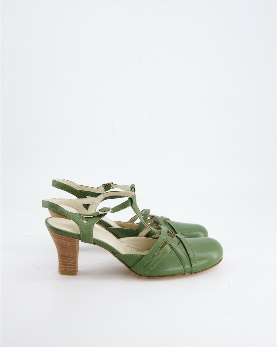 Riccardo Cartillone Heels Leather Green Eu 37