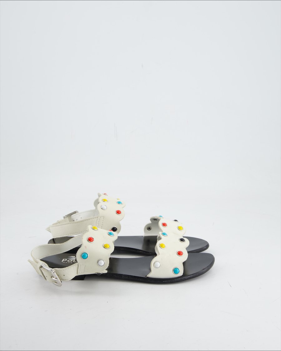 Pollini Sandals Leather White EU 37