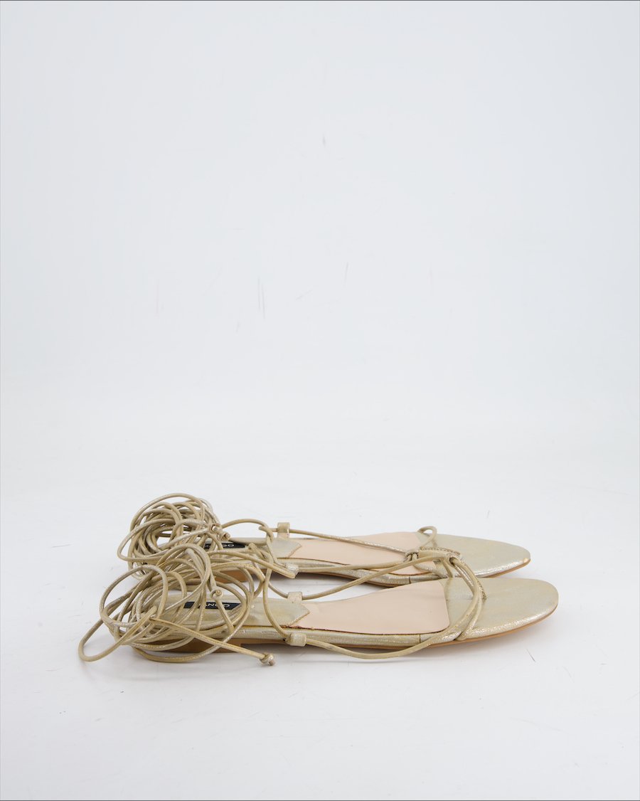 Mango Sandals Leather Gold Eu 37