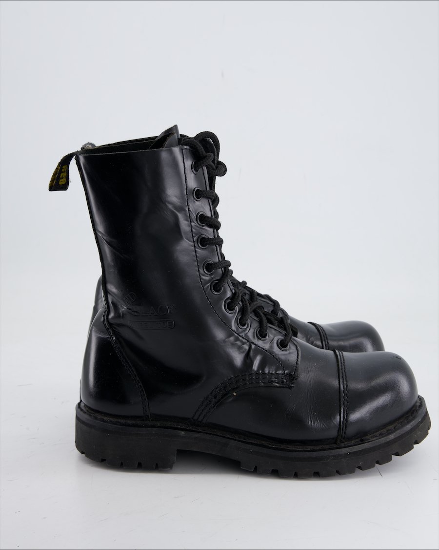 Red Black Boots Leather Black