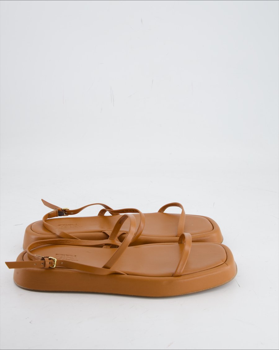 Zara Sandals Leather Camel Eu 38