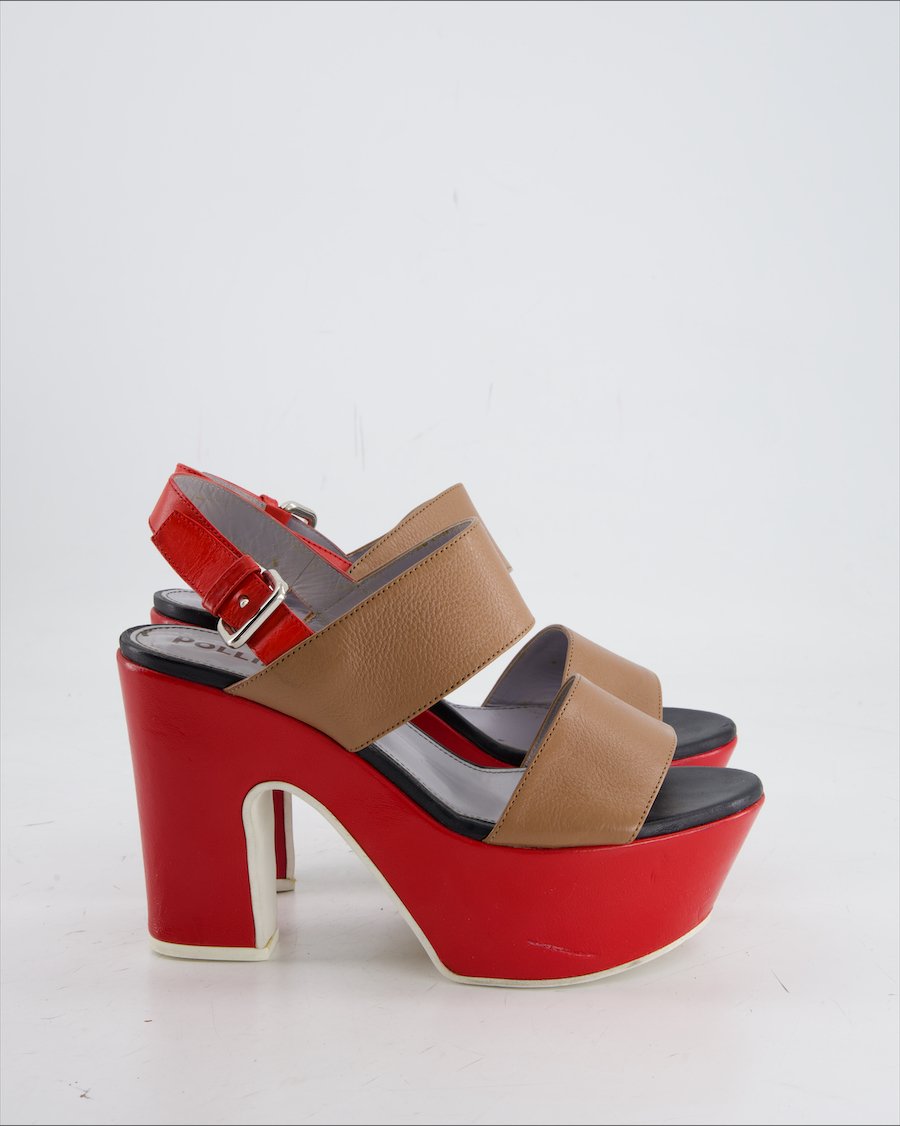 Pollini Heels Leather Red Eu 39