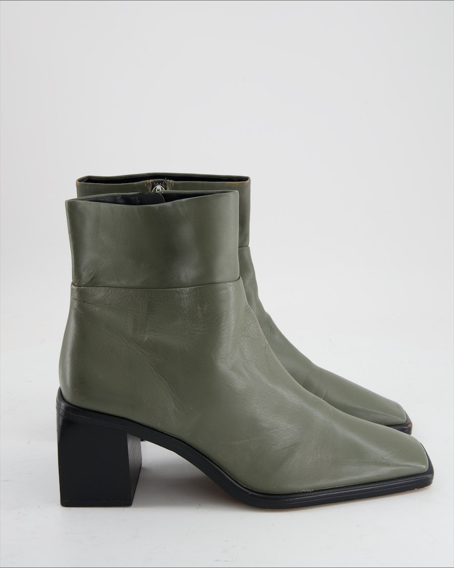 Zara Ankle Boots Leather Green Eu 40