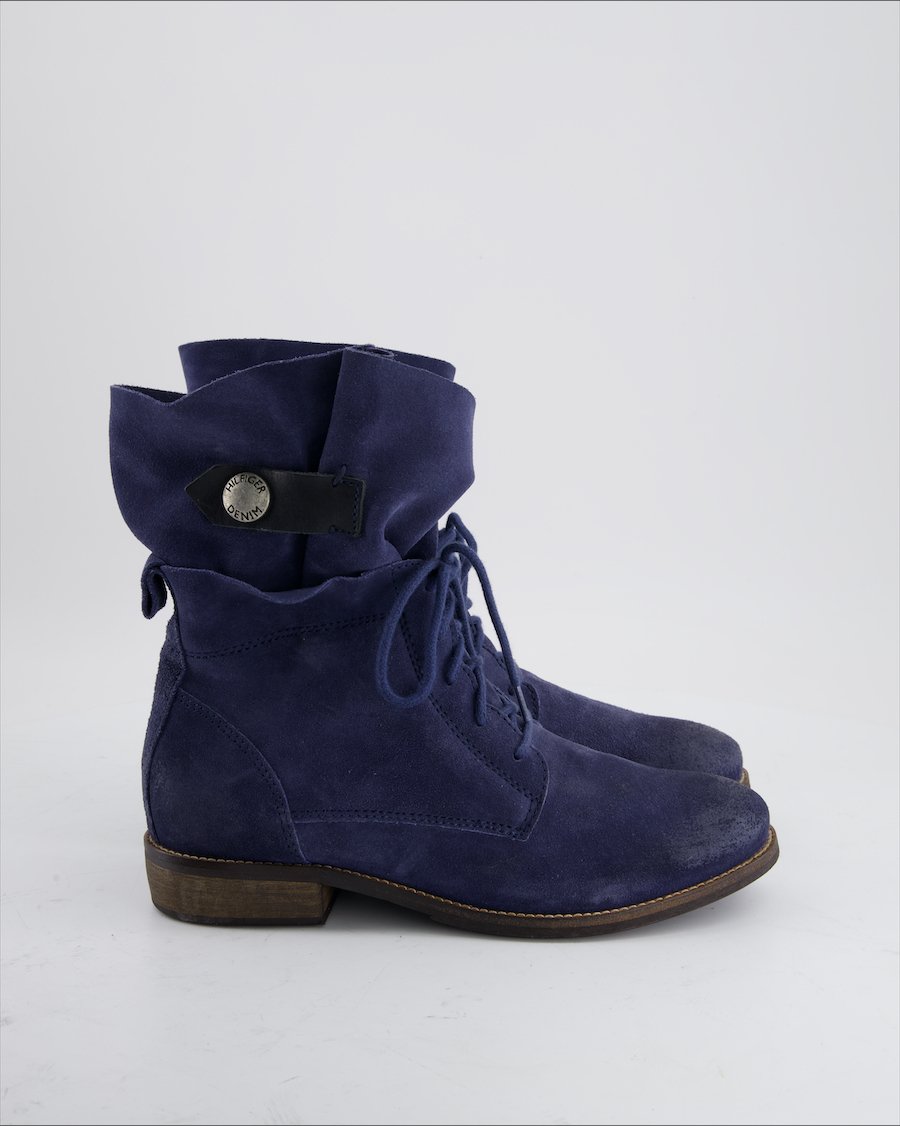 Hilfiger Denim Ankle Boots Suede Blue Eu 38