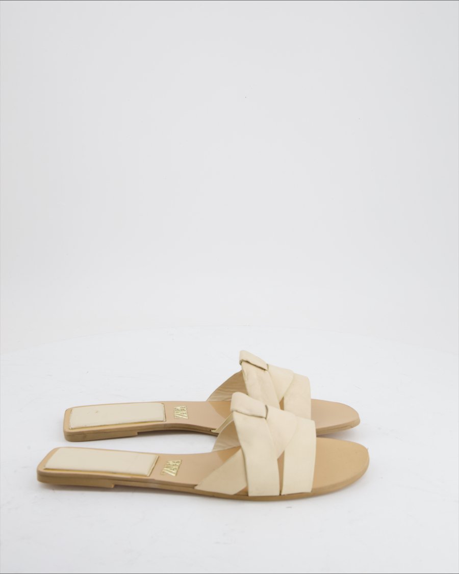 Zara Sandals Leather Beige Eu 39