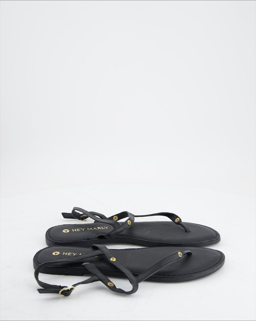 Hey Marly Sandals Leather Black Eu 40