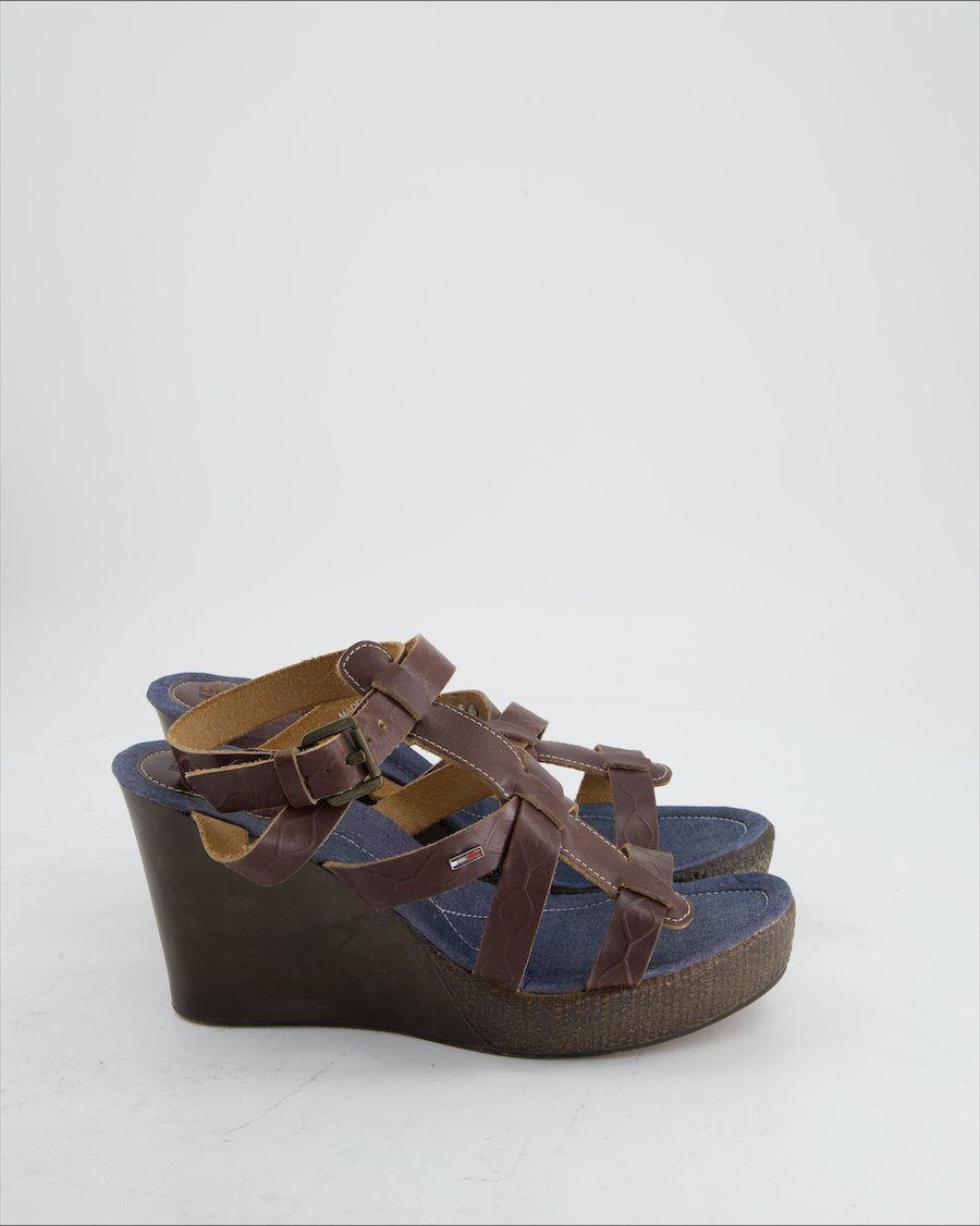 Hilfiger Denim Sandals Leather Brown Eu 40