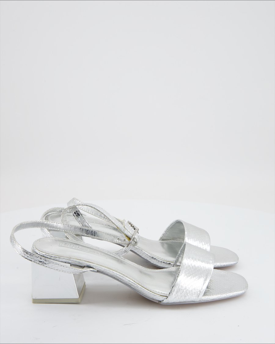 Asos Heels Leather Silver Eu 38