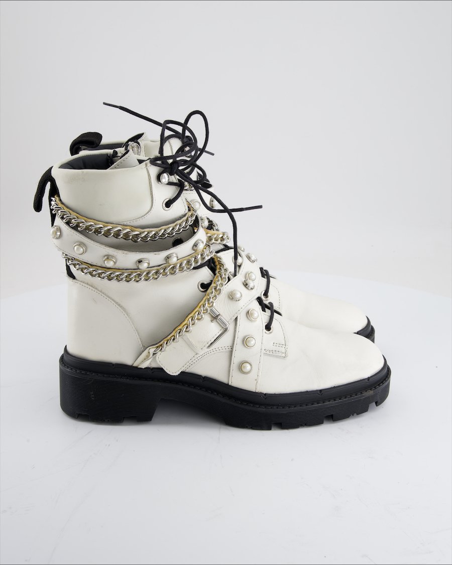 Zara  Ankle boots Polyutherane White Eu 40