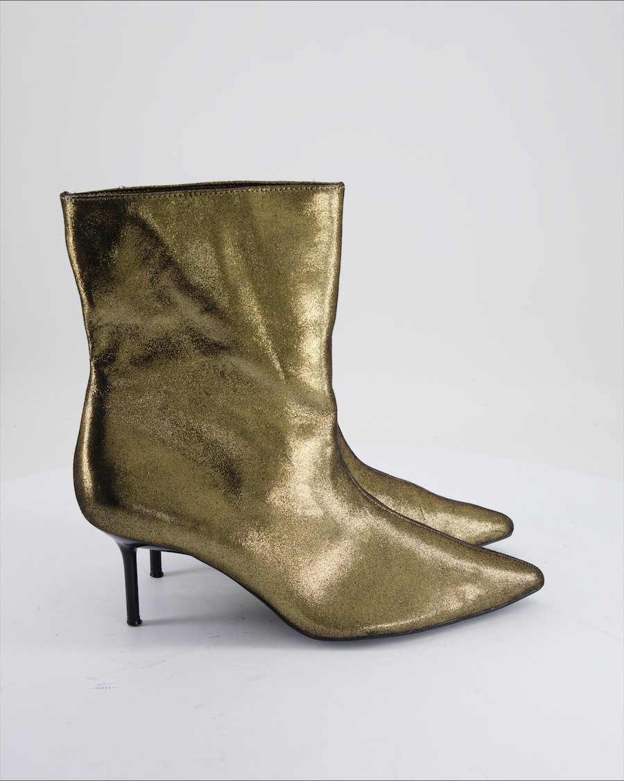 Zara Ankle Boots Leather Gold Eu 41