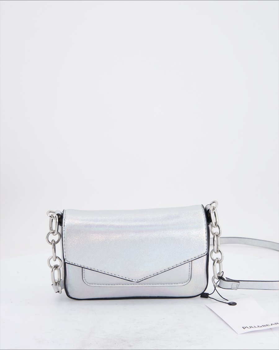 Bershka Crossbody Bag Polyurethane Silver