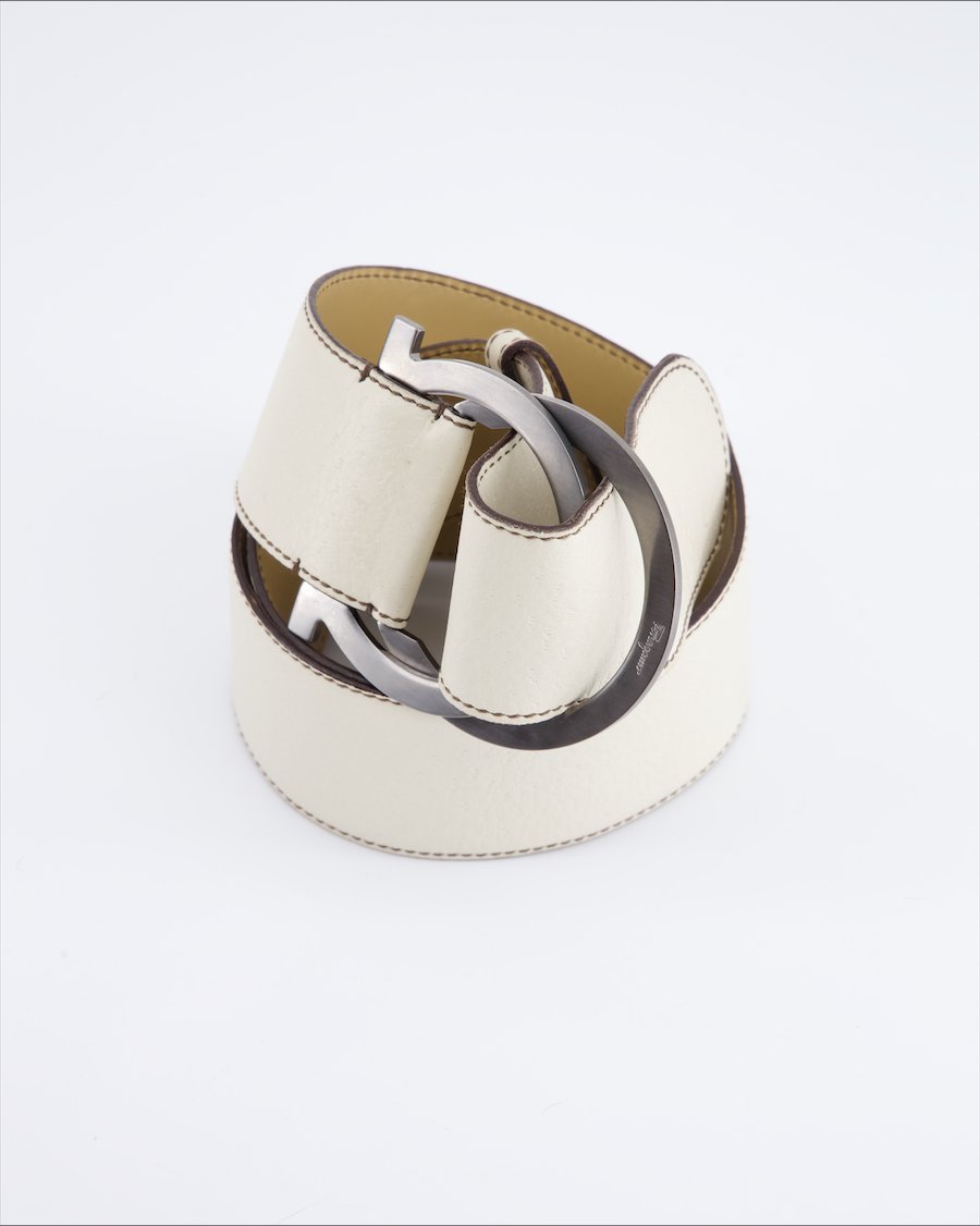 Salvatore Ferragamo Belt Leather Cream