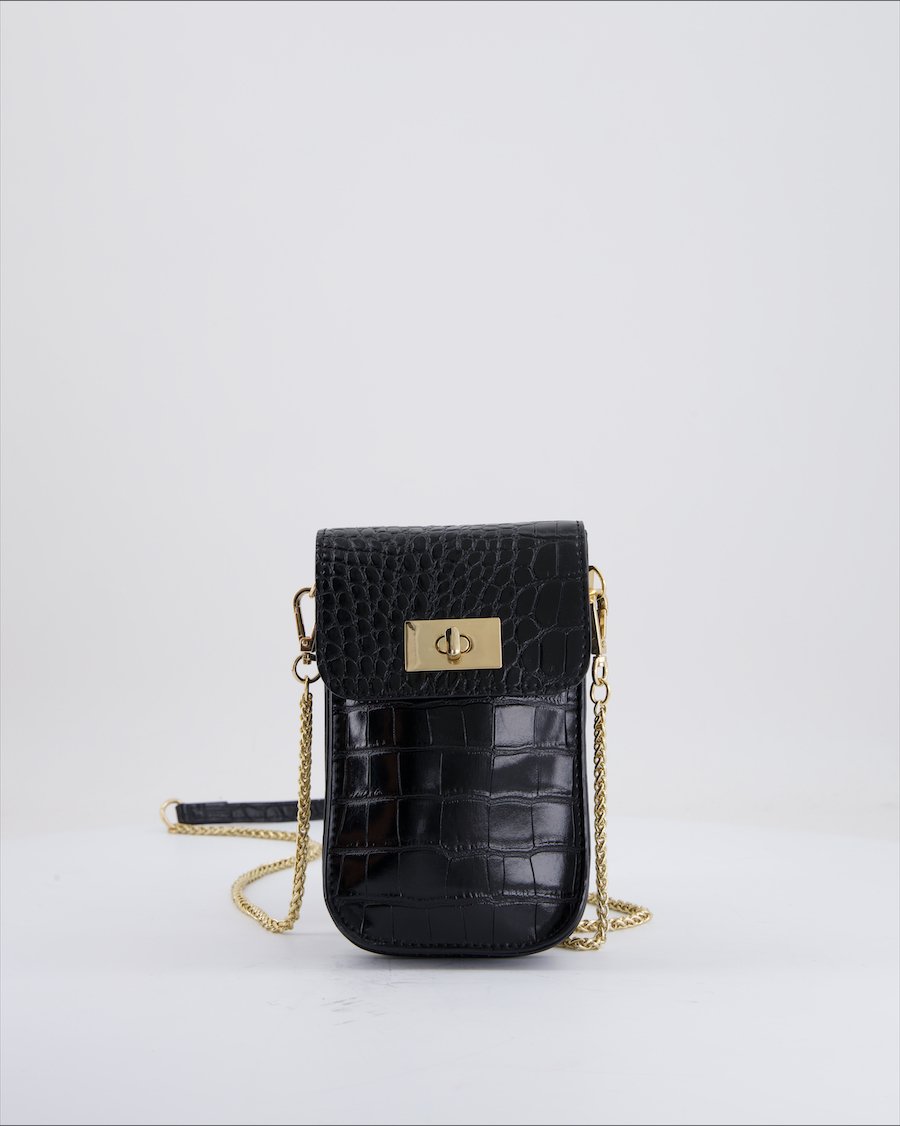Hallhuber Crossbody Bag Leather Black