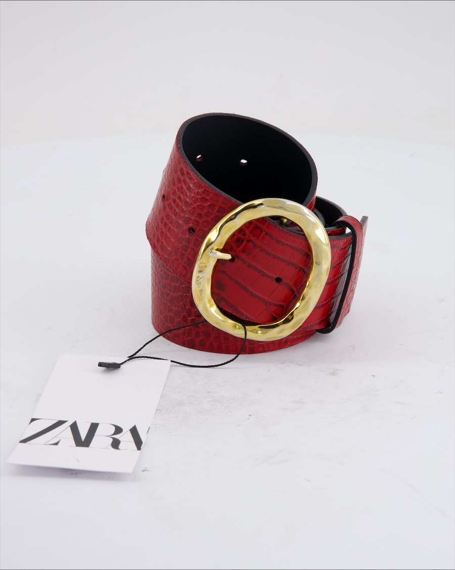Zara Belts Polyurethane Red
