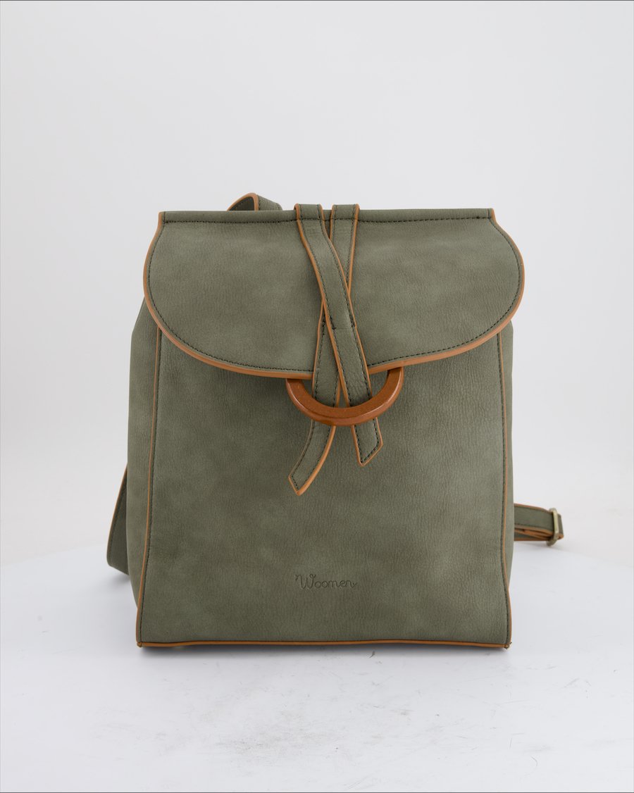 Woomen Vegan Backpack Leather Khaki