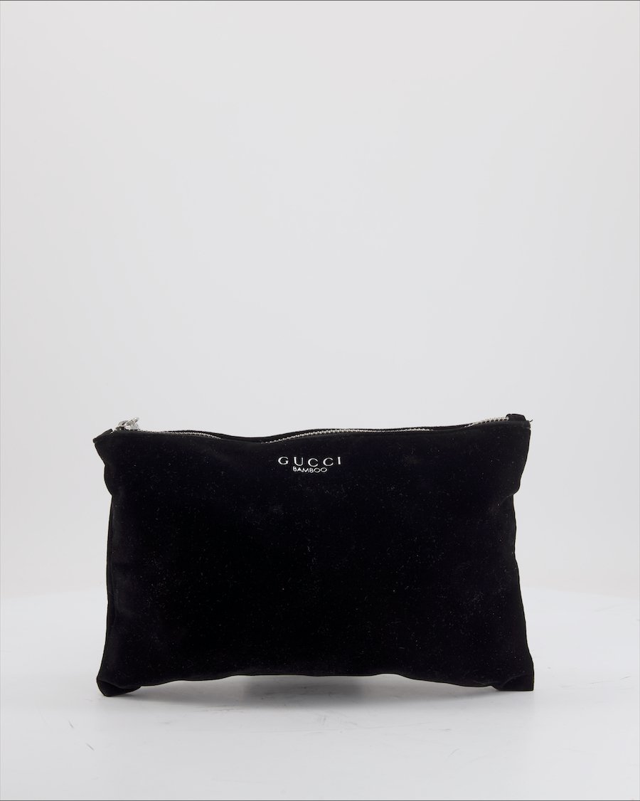 Gucci Bamboo Handbag Velvet Black