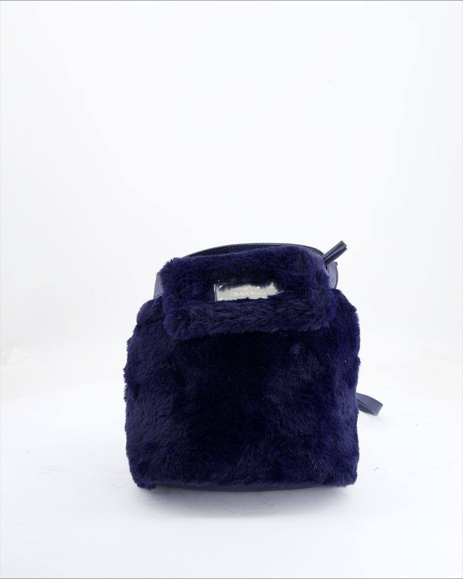 Swarovski Backpack Faux Fur Navy