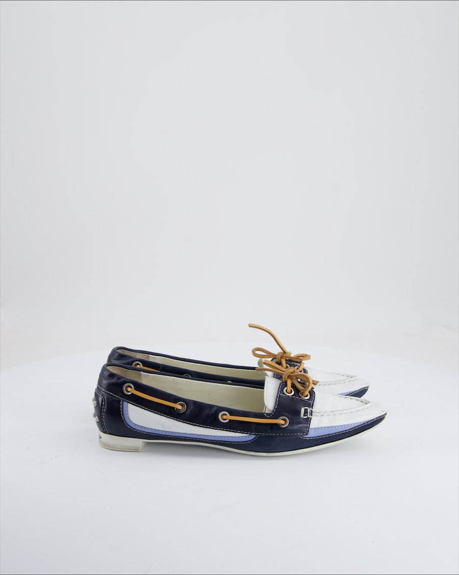Tod's Flats Leather Navy Eu 37.5