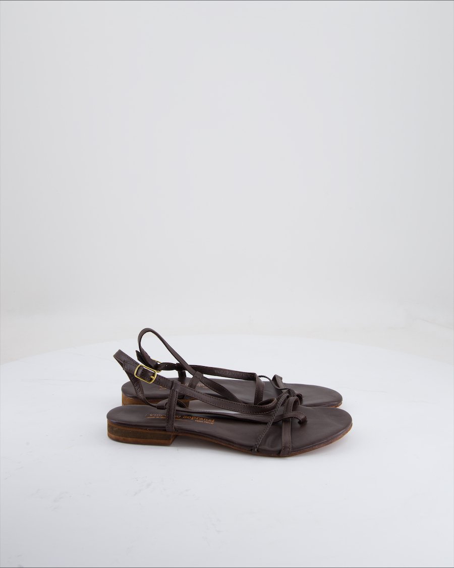 Vincenzo Sopranzi Sandals Leather Brown Eu 37