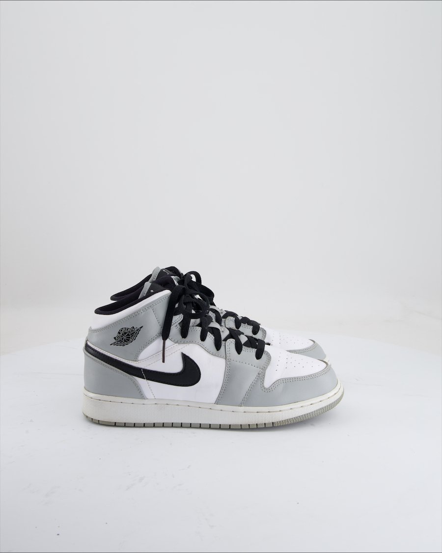 Jordan 1 Mid Trainers Leather Grey Eu 39
