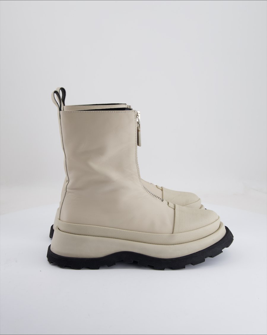 Jil Sander Ankle Boots Leather Beige Eu 38