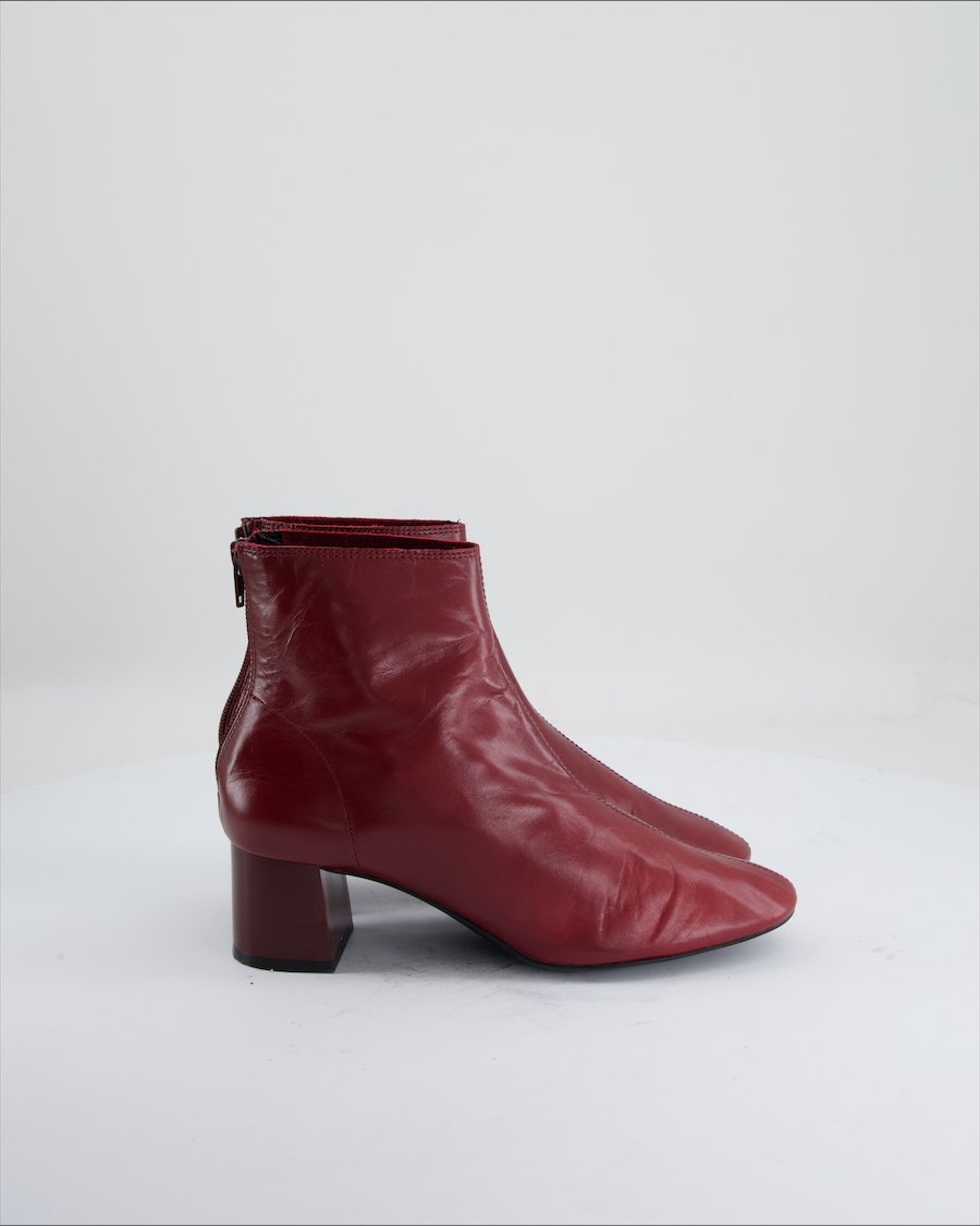 Mango Ankle Boots Leather Burgundy Eu 37