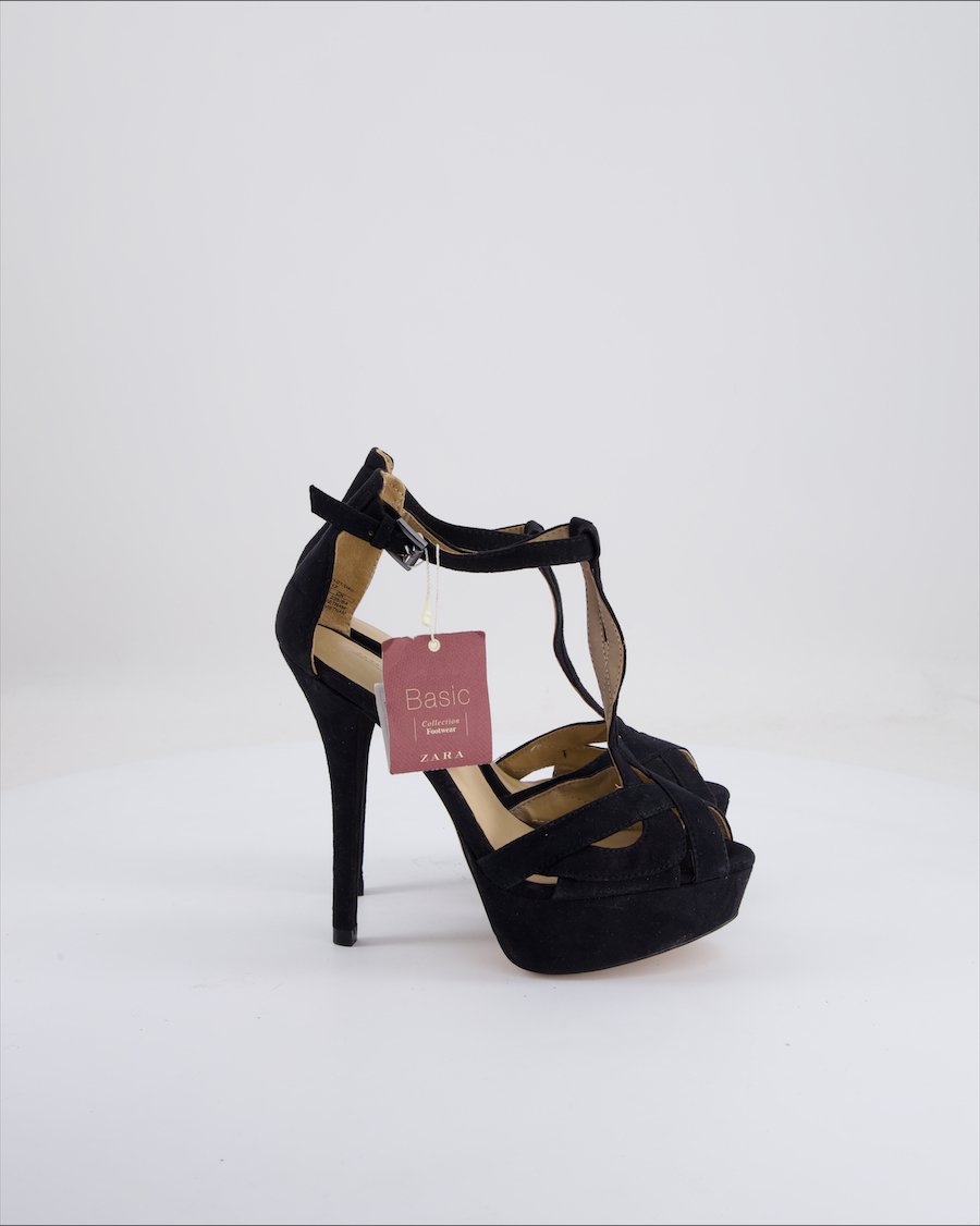 Zara Heels Suede Black Eu 36