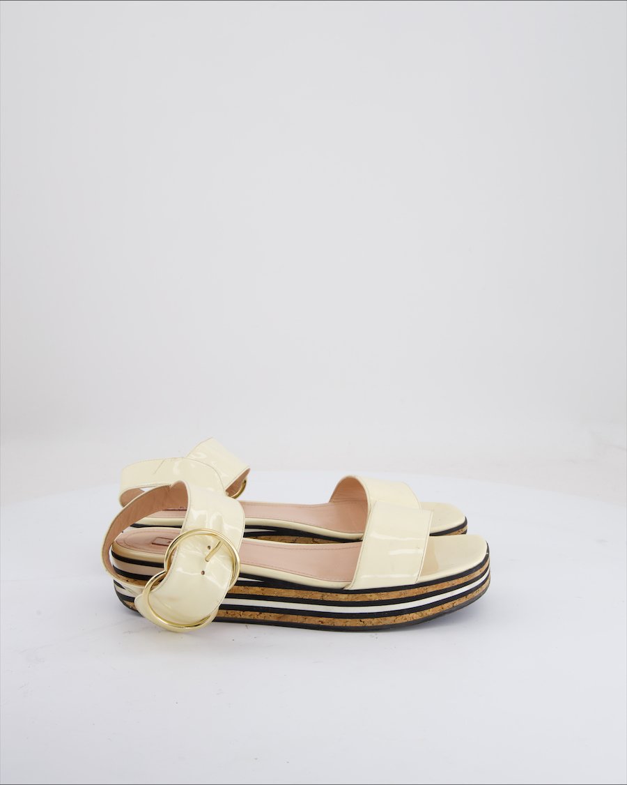 Bally Sandals Leather Ivory Eu 38