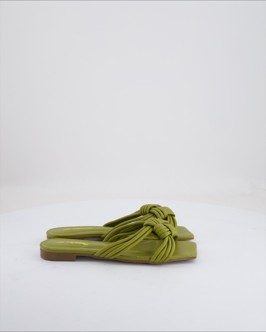 Les Italiennes Sandals Leather Olive Green Eu 38