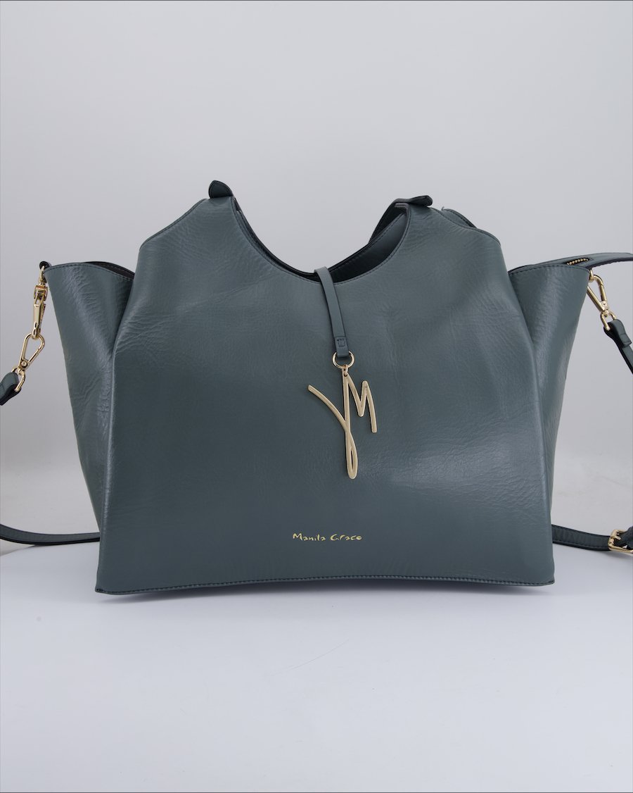 Manila Grace Crossbody Bag Leather Petrol