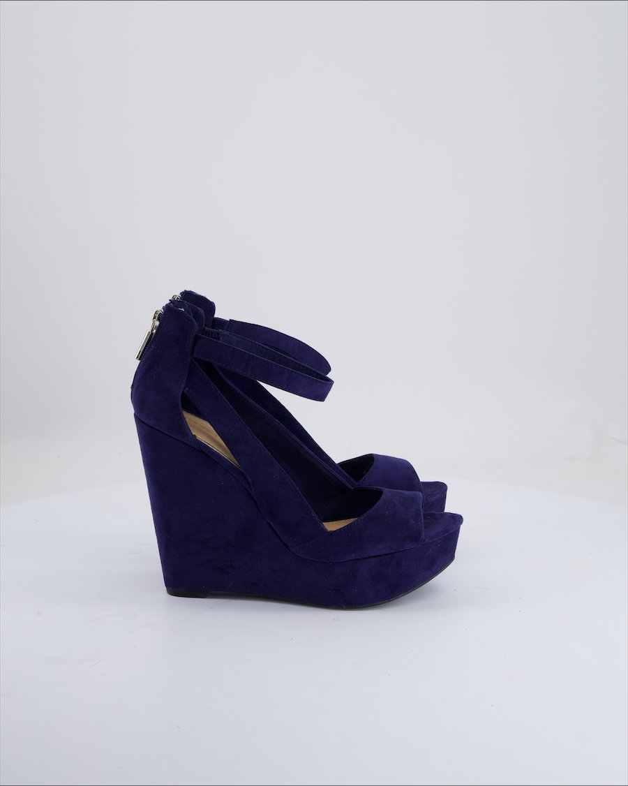 Bershka Wedges Suede Blue Eu 39