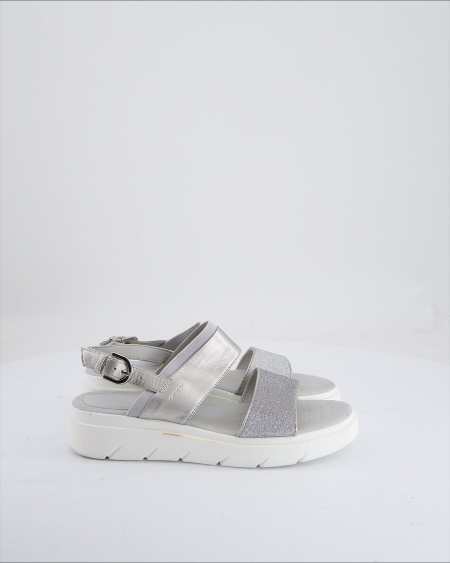 Geox Sandals Leather Silver EU 37