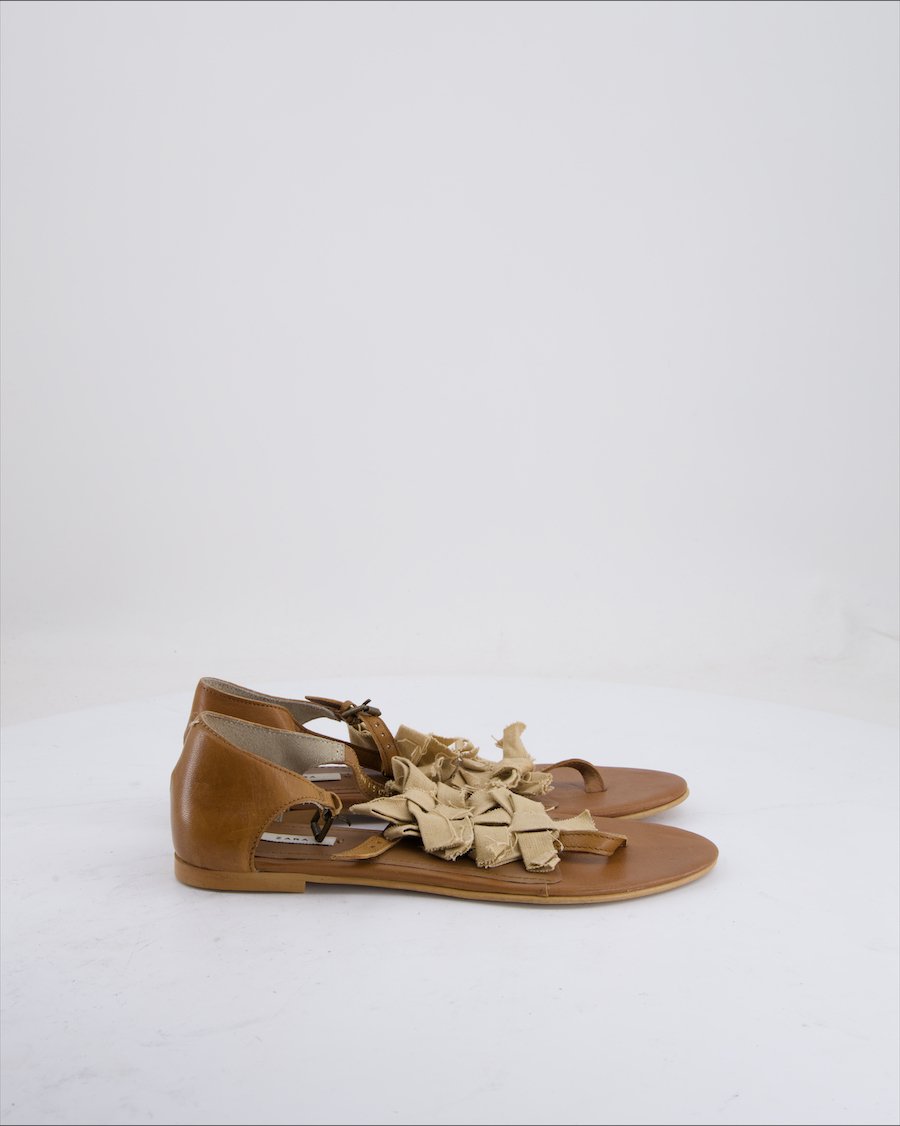 Zara Sandals Cloth Beige Eu 39